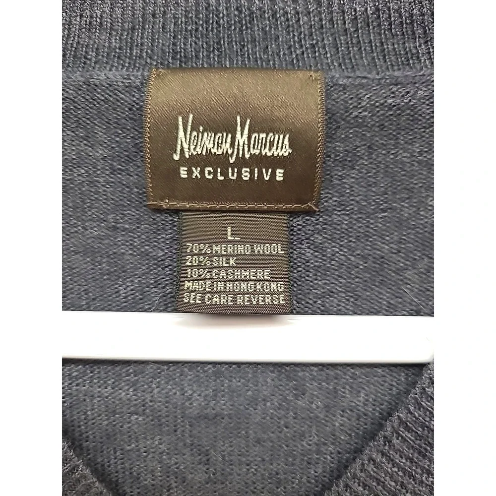 Neiman Marcus Exclusive Mens Merino Wool Silk Cashmere‎ Blend Sweater Sz L
